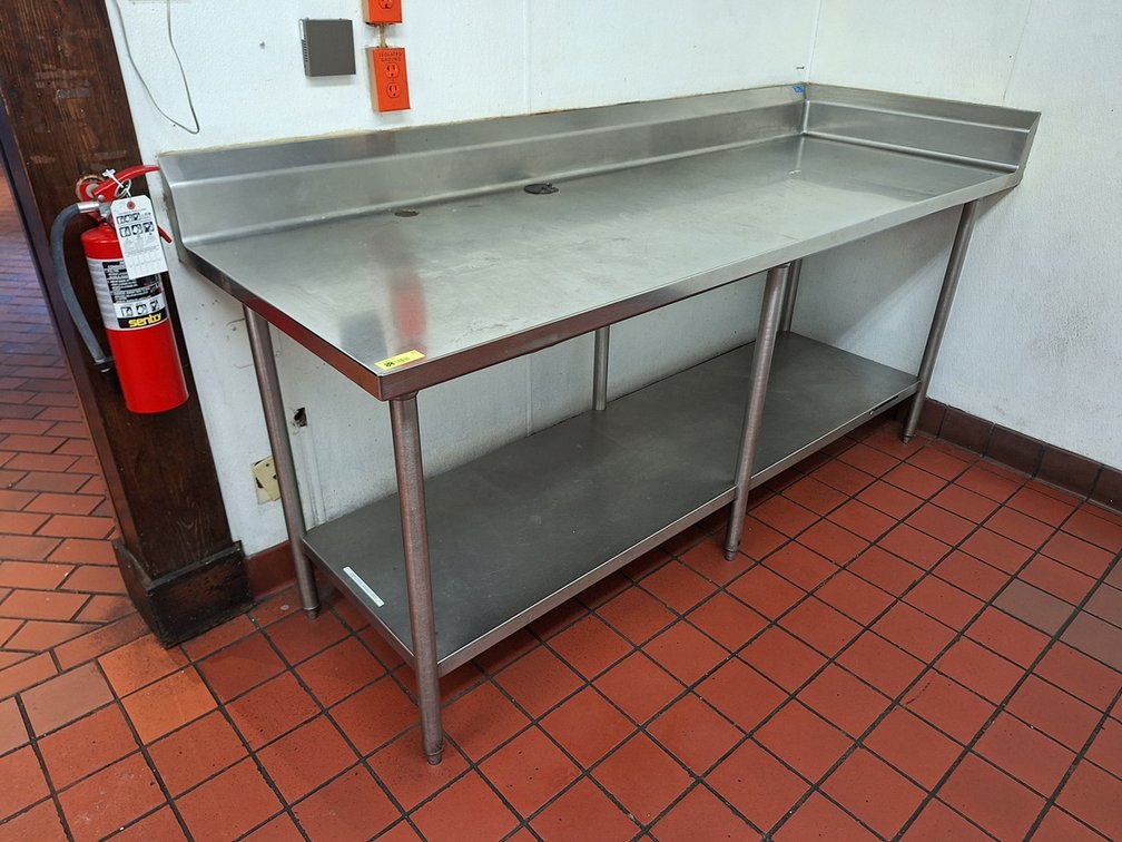 SS Prep Table with Backsplash and Undershelf, 84"x30"x36"