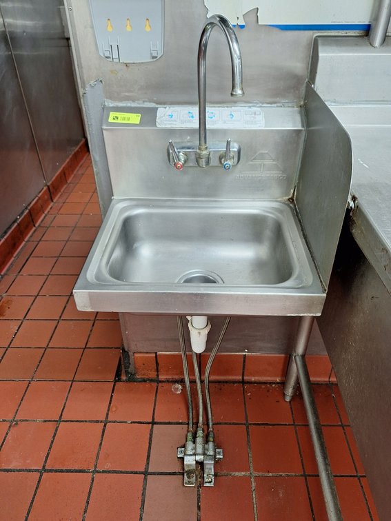 SS Hand Sink with Foot Controls and Towel Dispenser, 17"x15"x13"