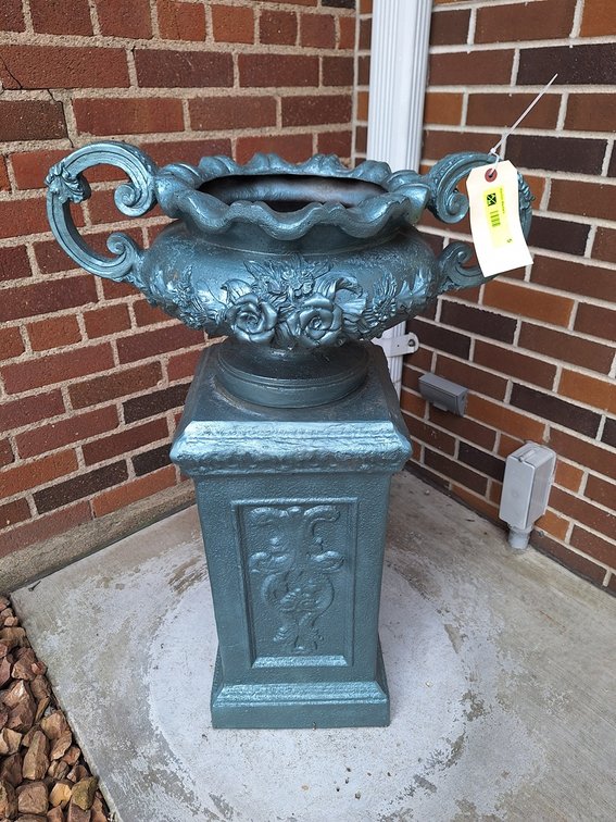 Outdoor Planter on Pedestal, 12"x12"x33"