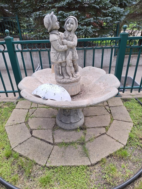 Concrete/Metal Sculpture/Birdbath, 49"x51"