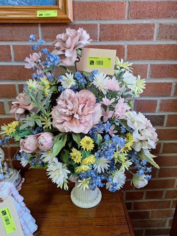 Faux Flowers in Pot, 22"H
