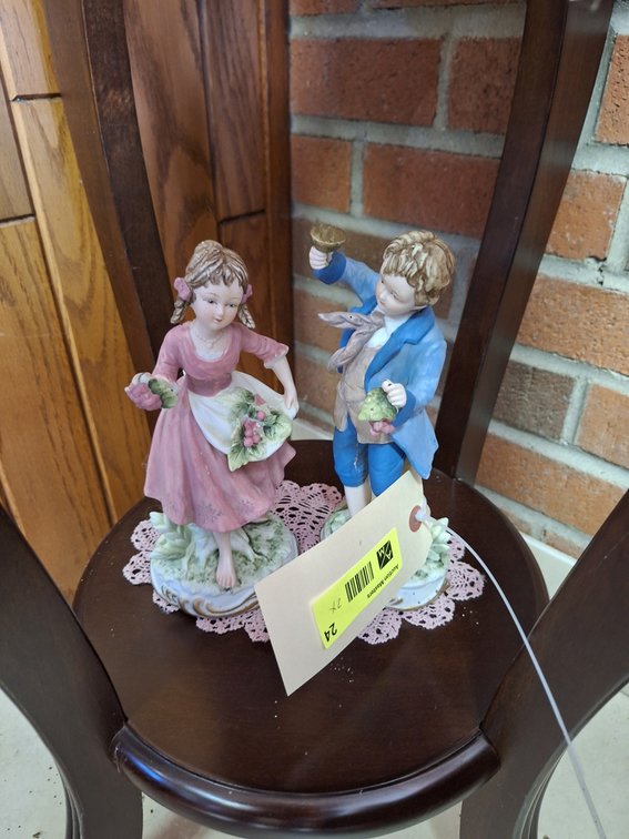 2 Porcelain Antique Style Figurines