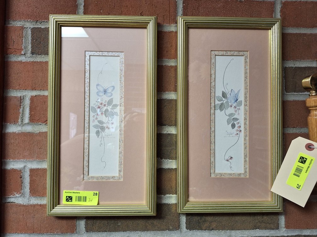 Pair of Framed, Signed and Numbered Butterfly Artworks, 8"x15"