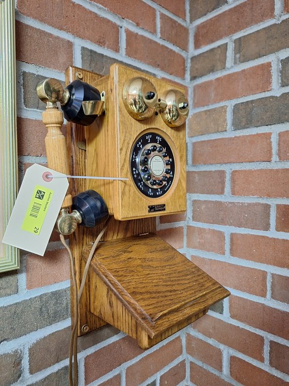Antique Style Wood Telephone, 18"H