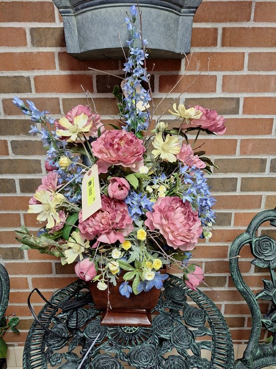 Faux Flower Planter, 29"H