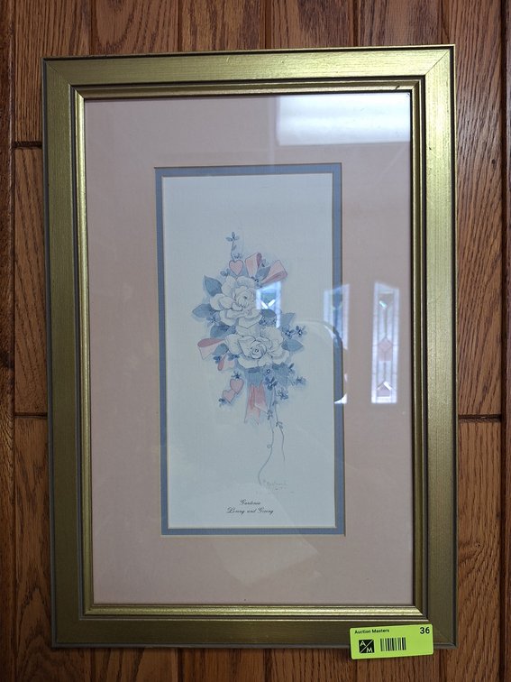 Framed, Signed and Numbered Bertrand Floral Artwork, 13"x19"