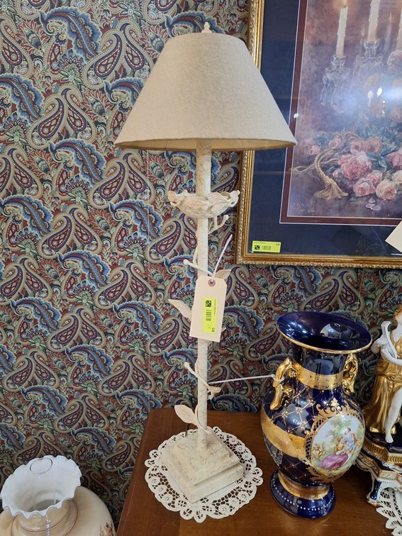 Pair- Metal Vine Motif Table Lamps, 34"