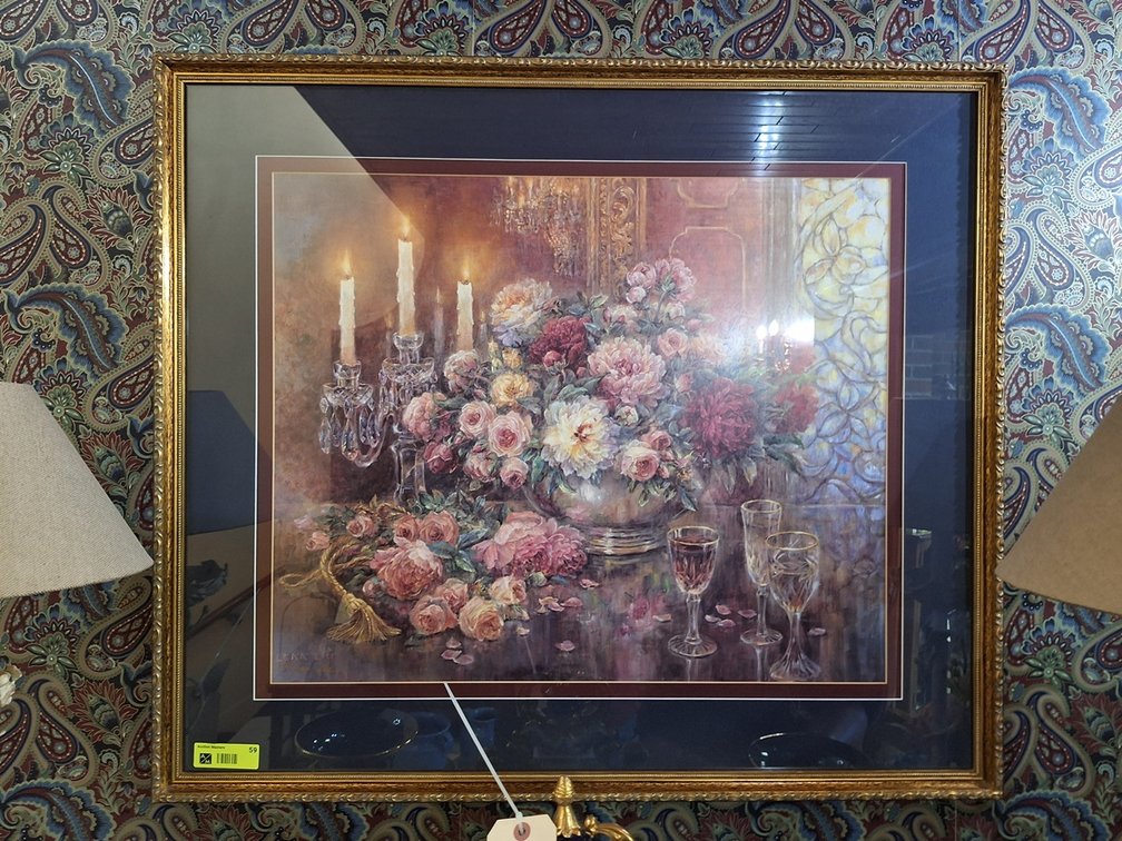 Framed Ornate Lena Liu Signed, Numbered Still Life Print, 30"x34"