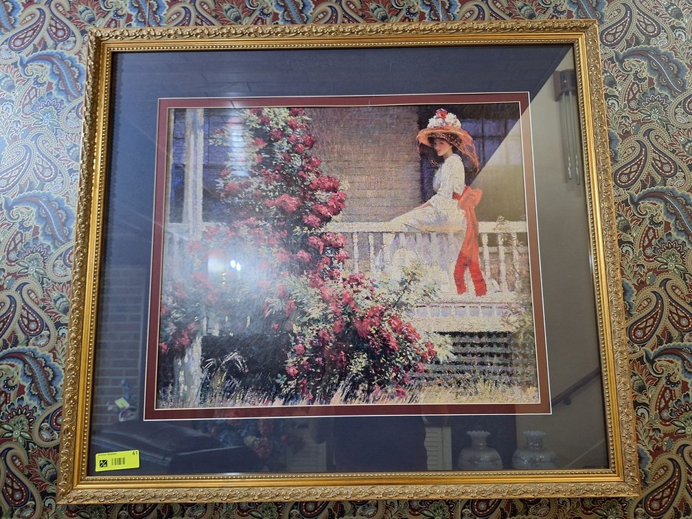 Framed Ornate Print of Seated Women, 34"x30"