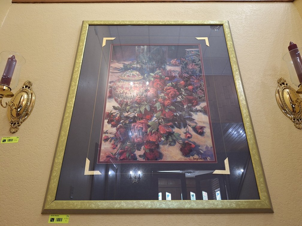 Framed Nancy Lund Still Life Artwork, 31"x37"