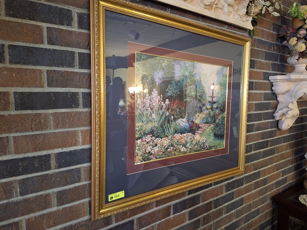 Framed Van Martin Garden Motif Artwork, 32"x38"