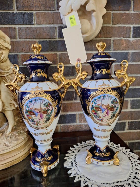 Antique Style Porcelain Urn with Nude Handles