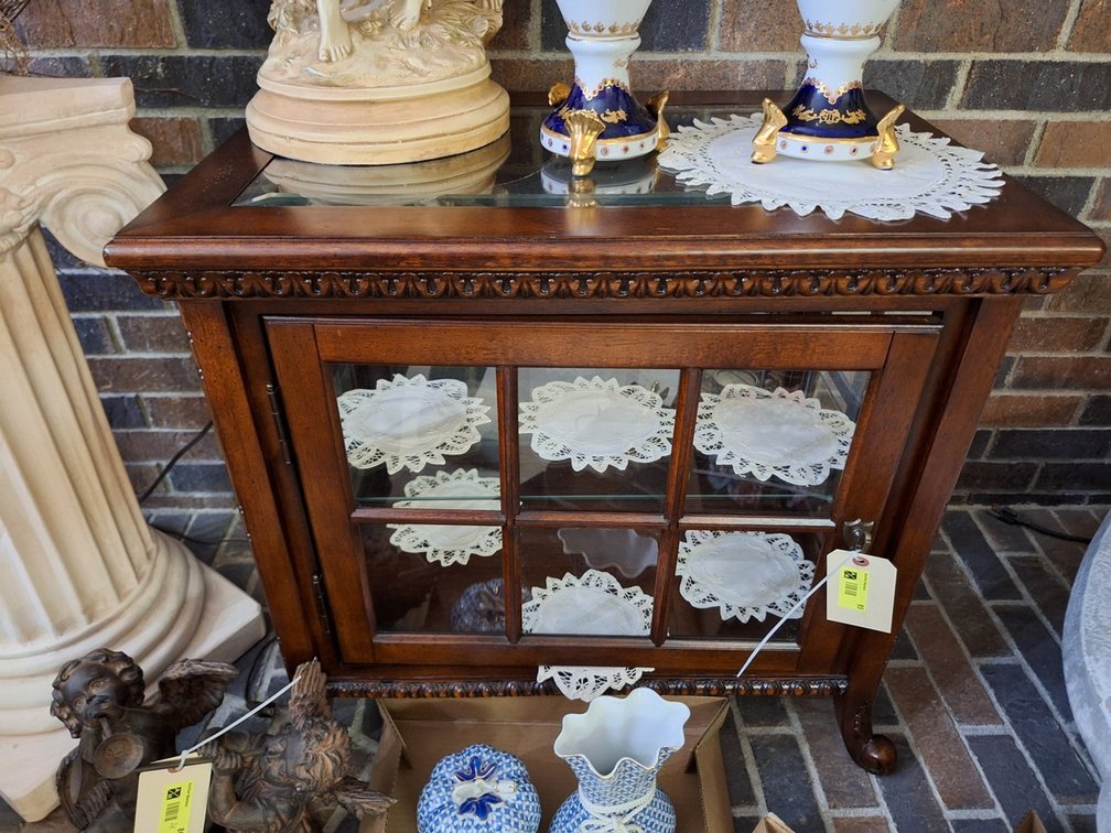 Wood/Glass Display Cabinet, 26"
