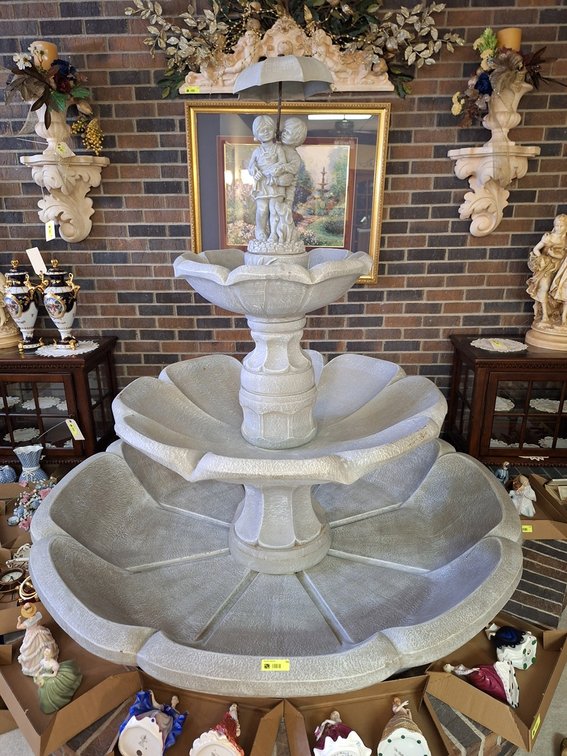 Monumental 3-Tier Water Fountain with Children and Puppy Motif Finial, 72"x72"