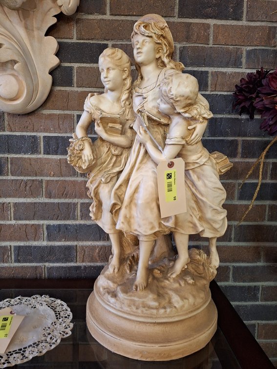 Figurine Grouping with Stamped Signature, School Girls, 26"