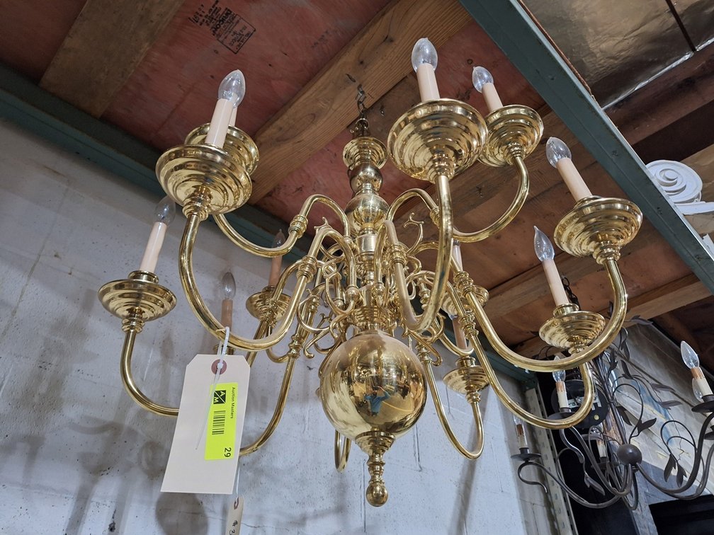 Brass Chandelier, Approx 24"x28"