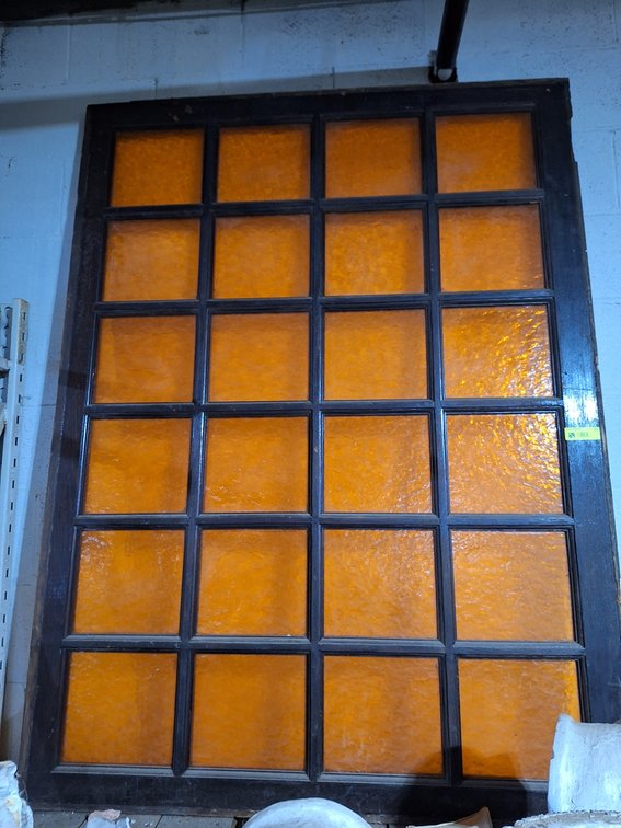 Colored Glass 24-Panel Window, Approx 48"x60"