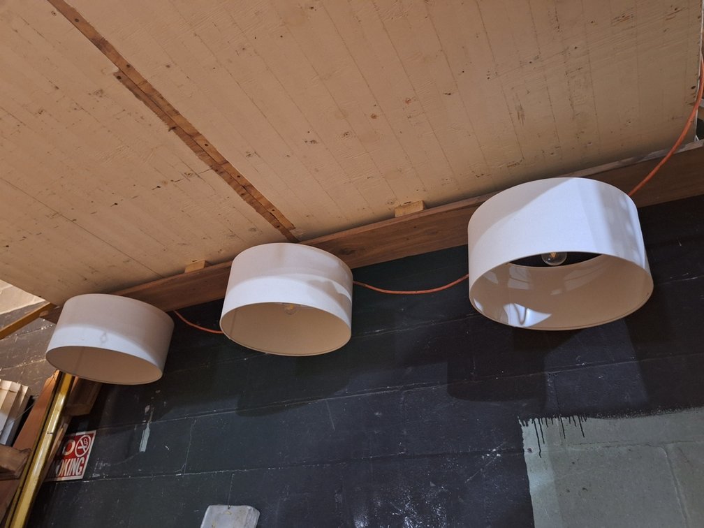 3 Cylindrical Light Fixtures, 16"x8"