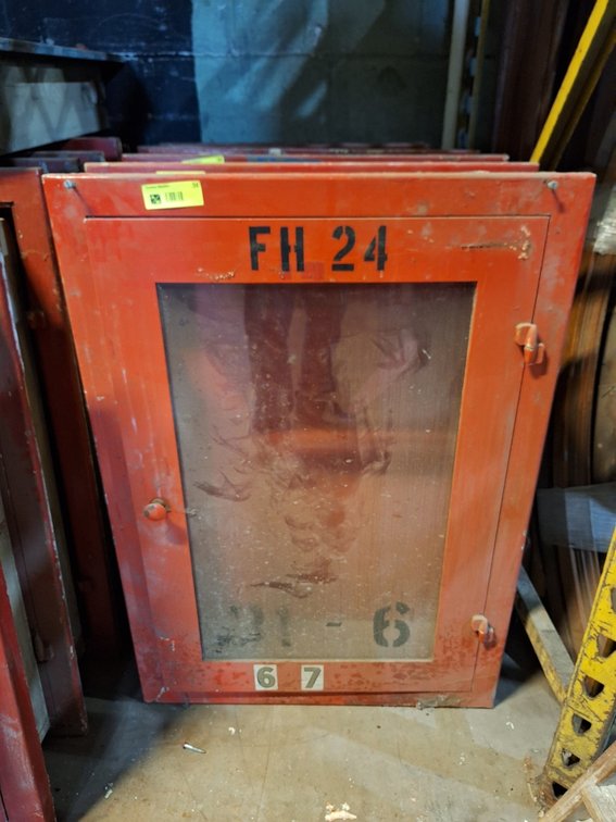 Vintage Red Fire Cabinet, 25"x7"x35"