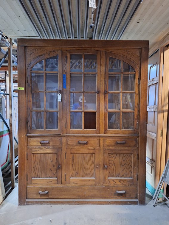 Vintage Wood/Glass Built-In Cabinet, 63.5"x22"x81.5"