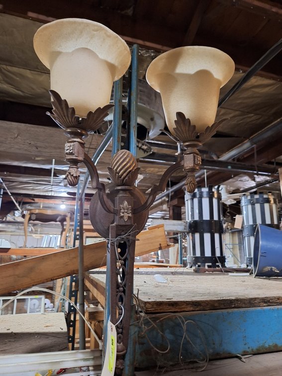 Vintage Wall-Mount Iron/Glass Light, Approx 24"xH
