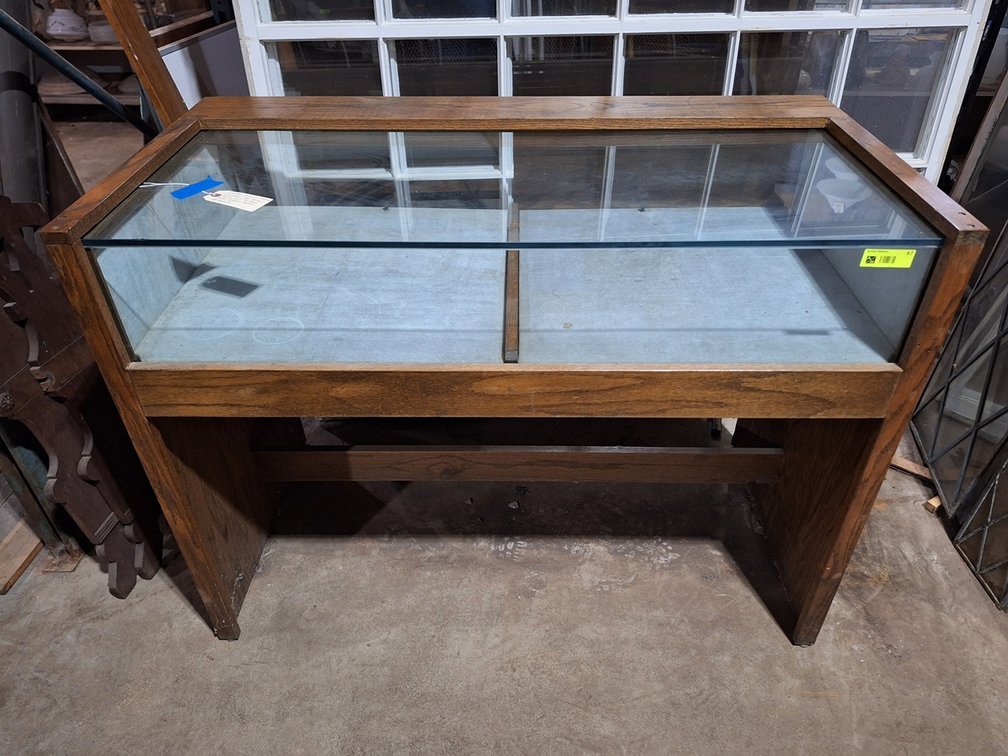 Vintage Wood/Glass Display Cabinet, 48"x24"x36"
