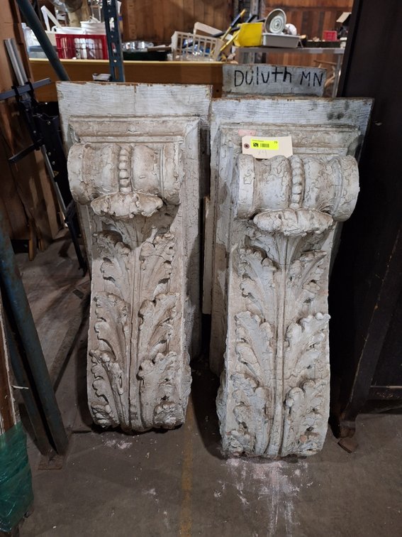 4 Vintage Decorative Wood Corbels, 16"x16"x36"
