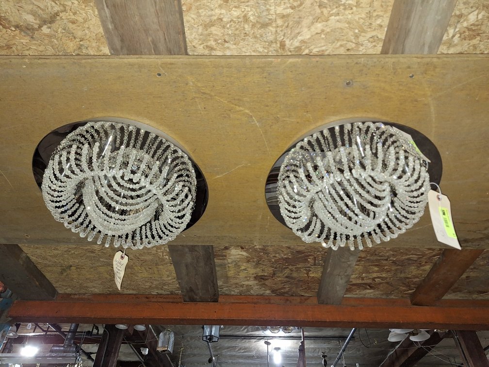2 Mini Round Chandeliers, 16" Diameter