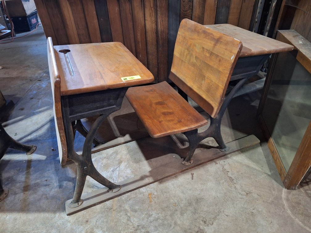 Vintage Wood/Metal School Desk