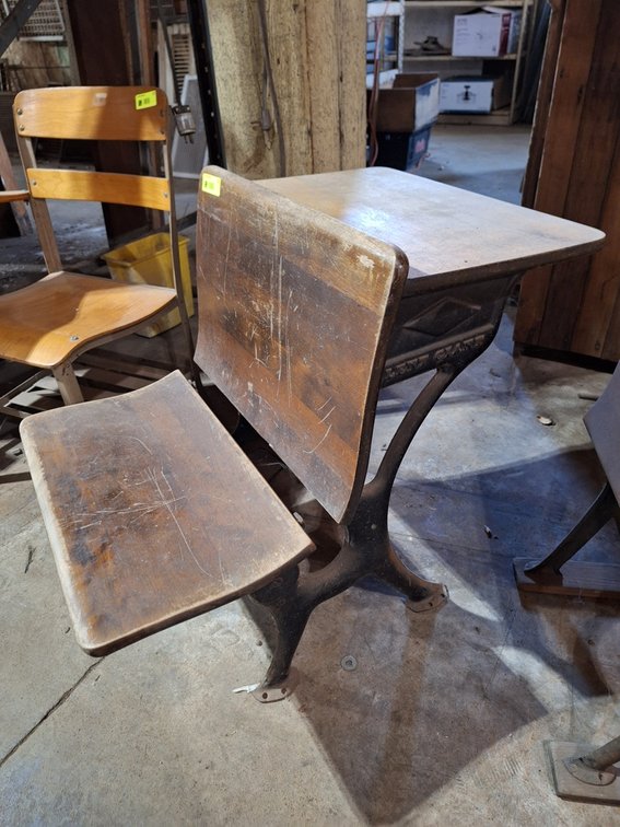 Vintage Wood/Metal School Desk