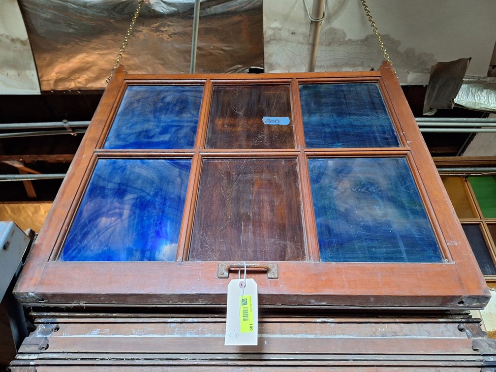 6- 6 Panel Colored Glass Windows, 39"x34"
