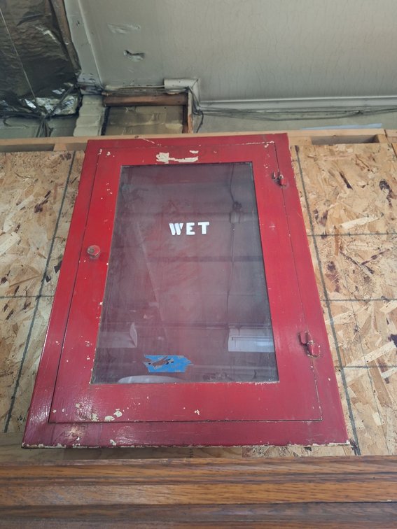 Vintage Red Fire Cabinet, 25"x7"x35"
