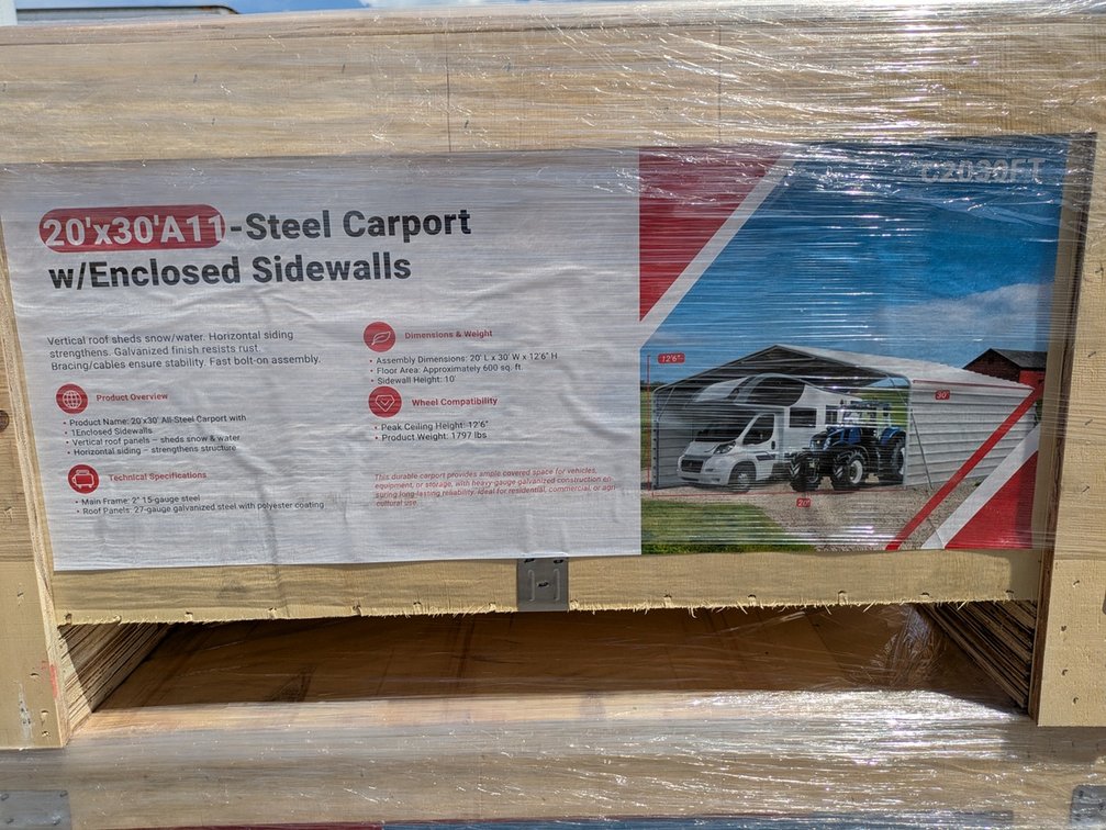 2026 SDLANCH 20'x30'x12' Carport, Model SDL2030GT, Unused