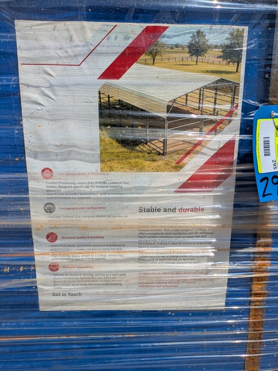 2026 SDLANCH 20'x30' Galvanized Metal Livestock Shed, Model 203010A, Unused