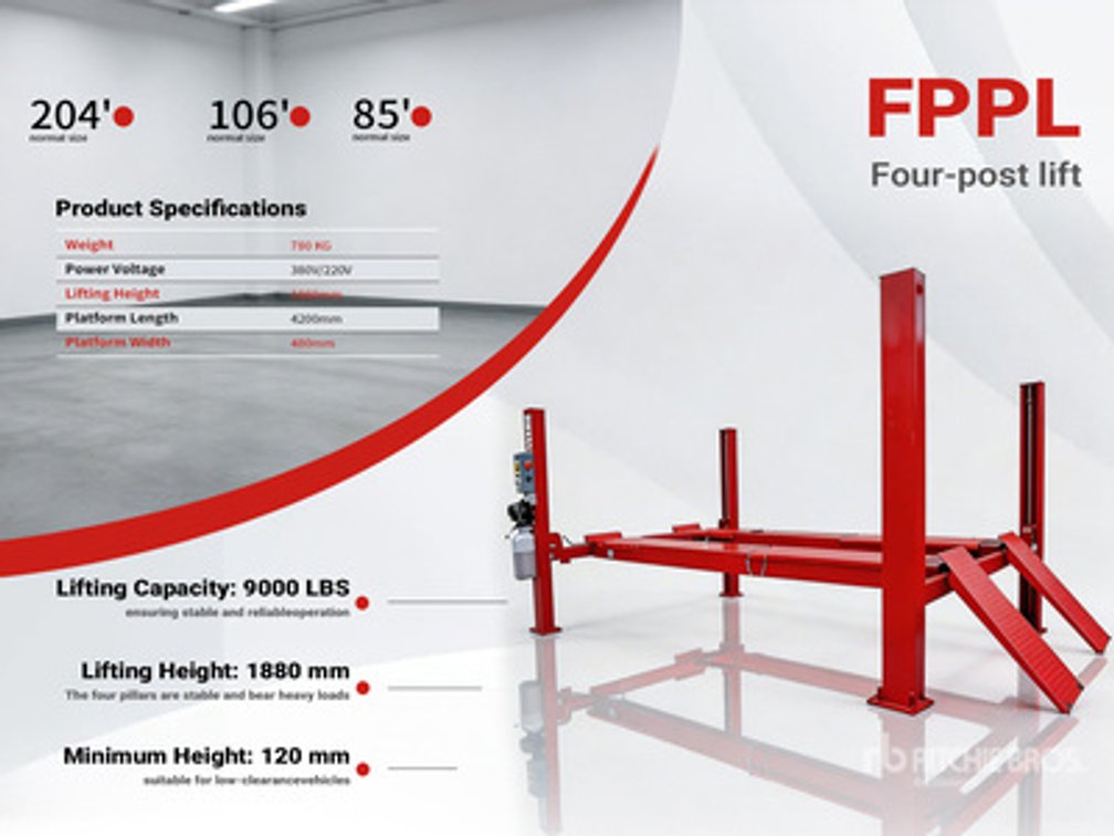 2026 SDLANCH Red Four-Post Car Lift, Model FPPL, Unused