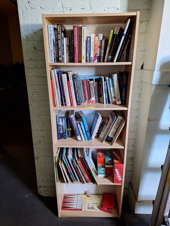 Wood Bookshelf 24"x10"x68" with Books, More
