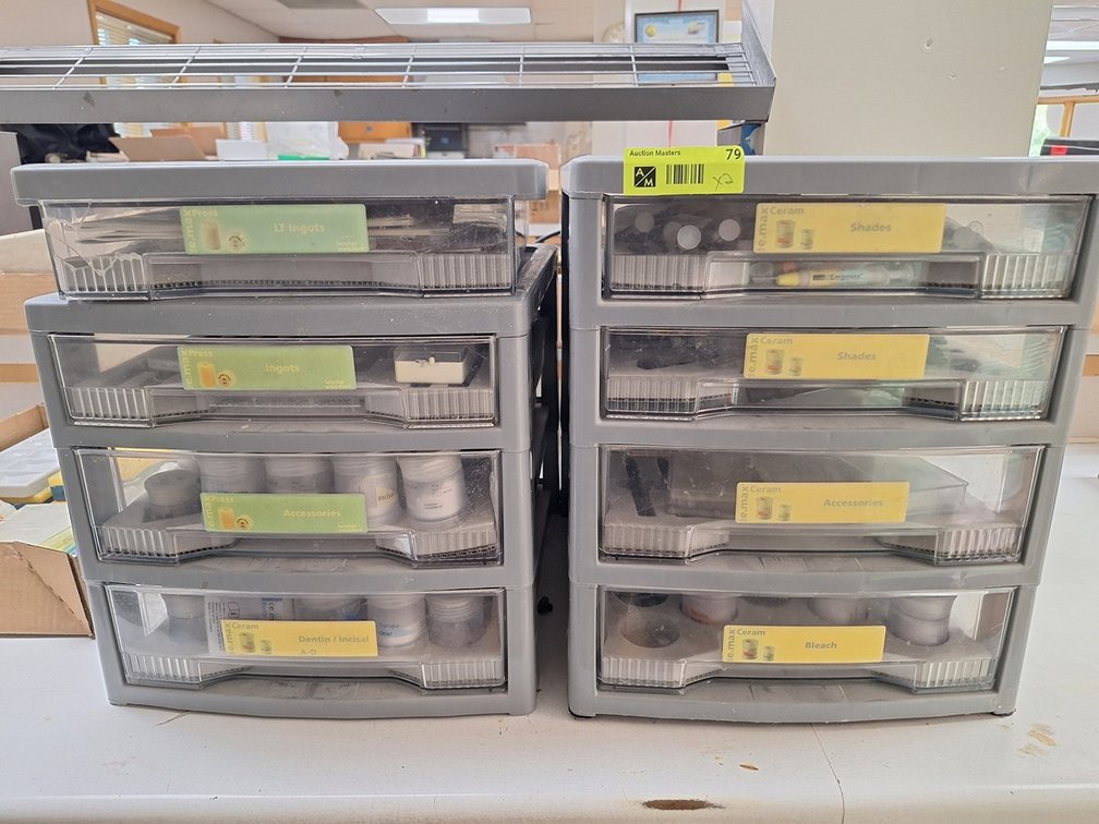 2 Plastic Organizers with Ceramax Ingots, Shades and Accessories