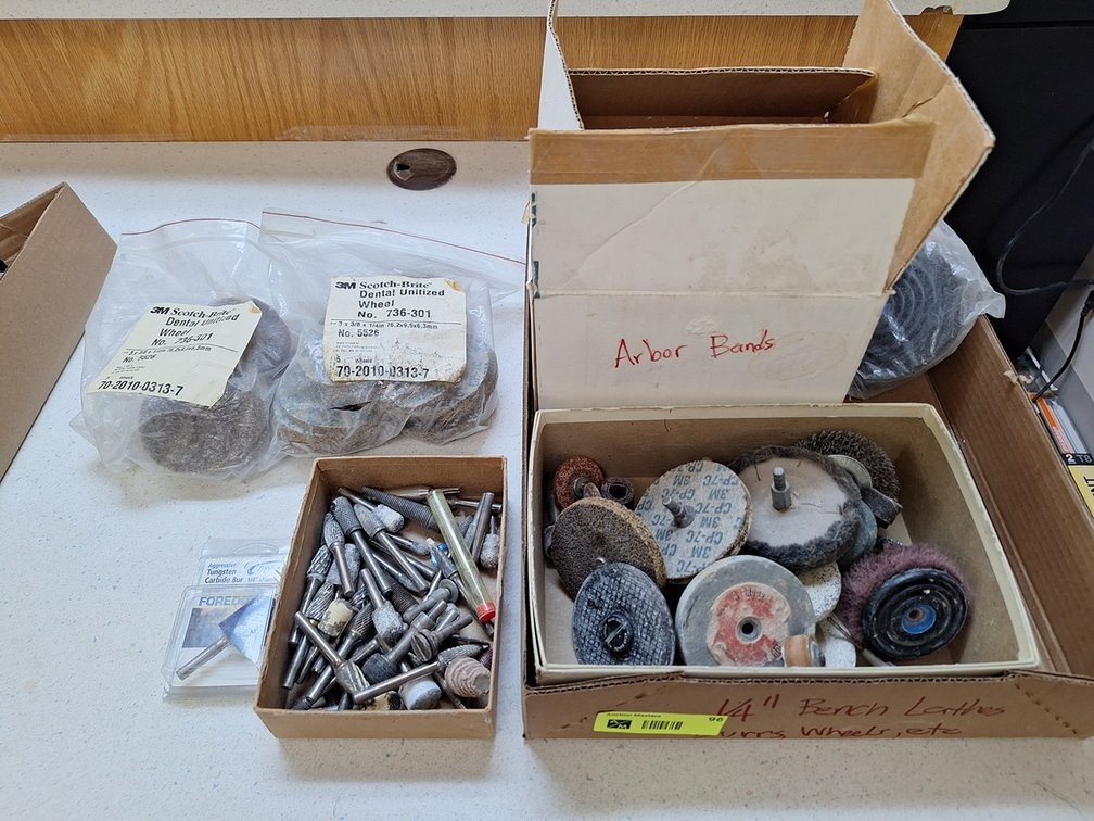 Assorted 1/4" Bench Lathes, Burrs, Wheels and More