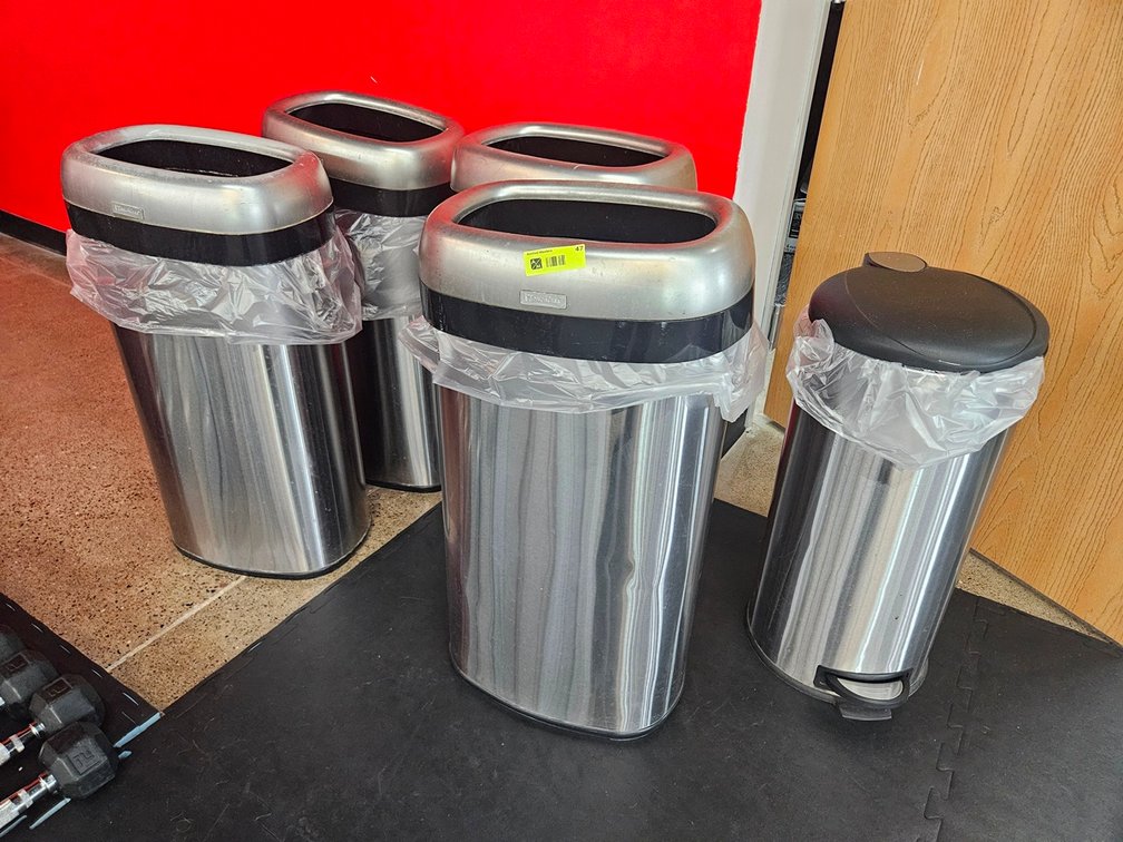 5 Assorted SS Trash Cans