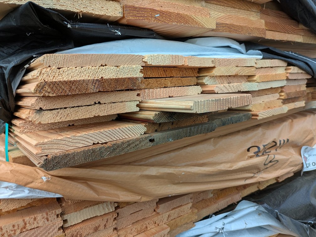 Douglas Fir 5/8"x6" Outs, Combination Ceiling KD, 64 Pieces, 3' to 6' Lengths, 238 Linear Feet