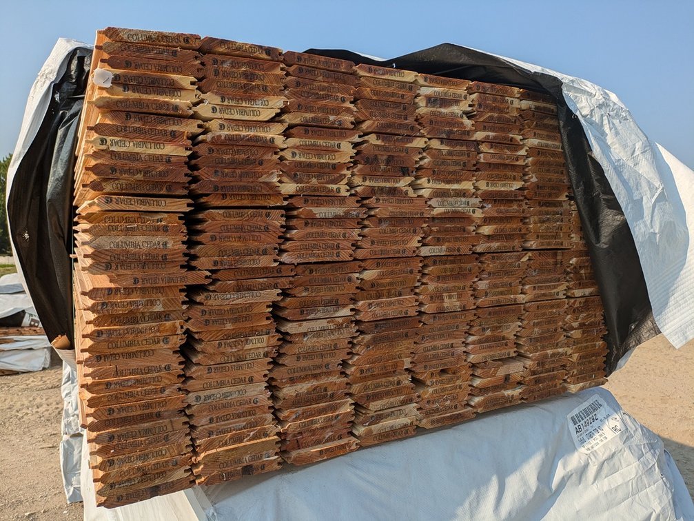 Cedar 1"x6"x8' Tongue and Groove, WT & Better Y Joint, 288 Pieces, 2304 Linear Foot, 912 Sq. Ft.