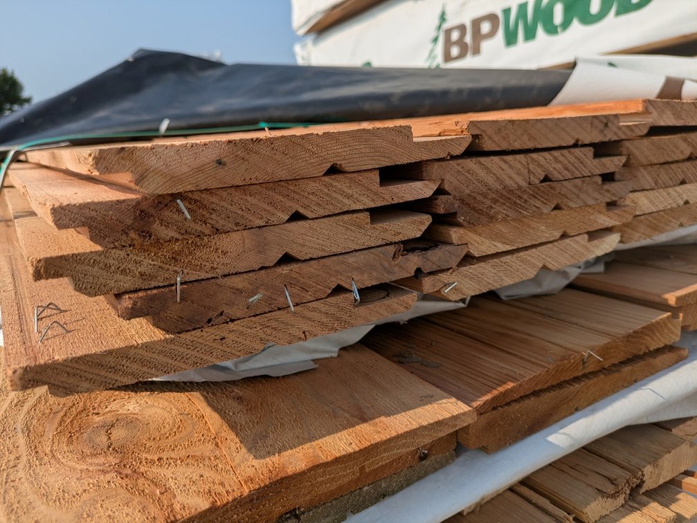 Western Red Cedar 1"x8" Utility Channel Bandsawn KD R/L, 29 Pieces, 14' Lengths, 406 Linear Feet, 216 Sq. Ft.