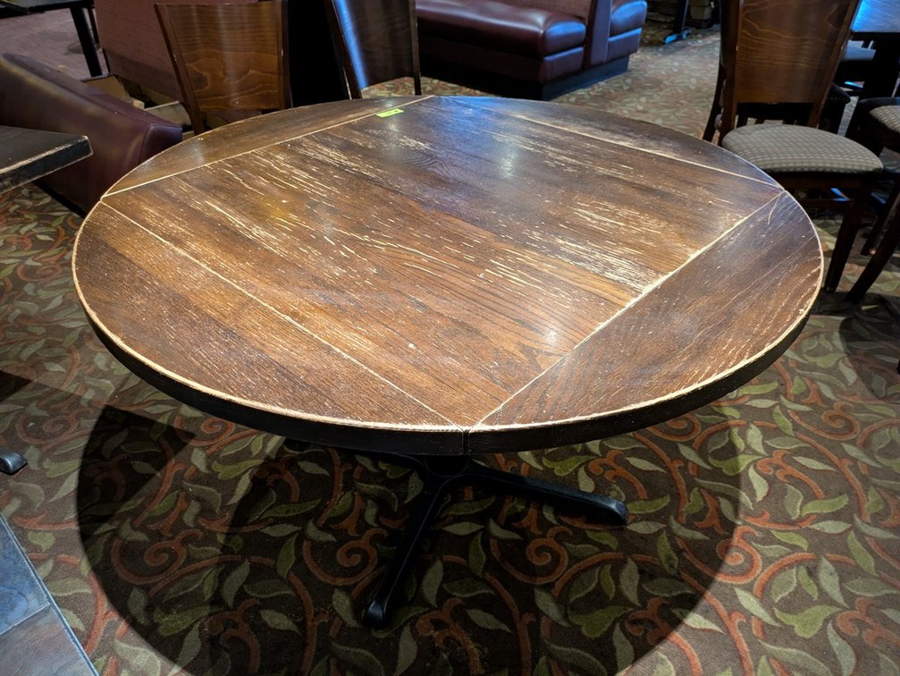 4 Round Wood Drop Leaf Dining Tables, 51"x30"