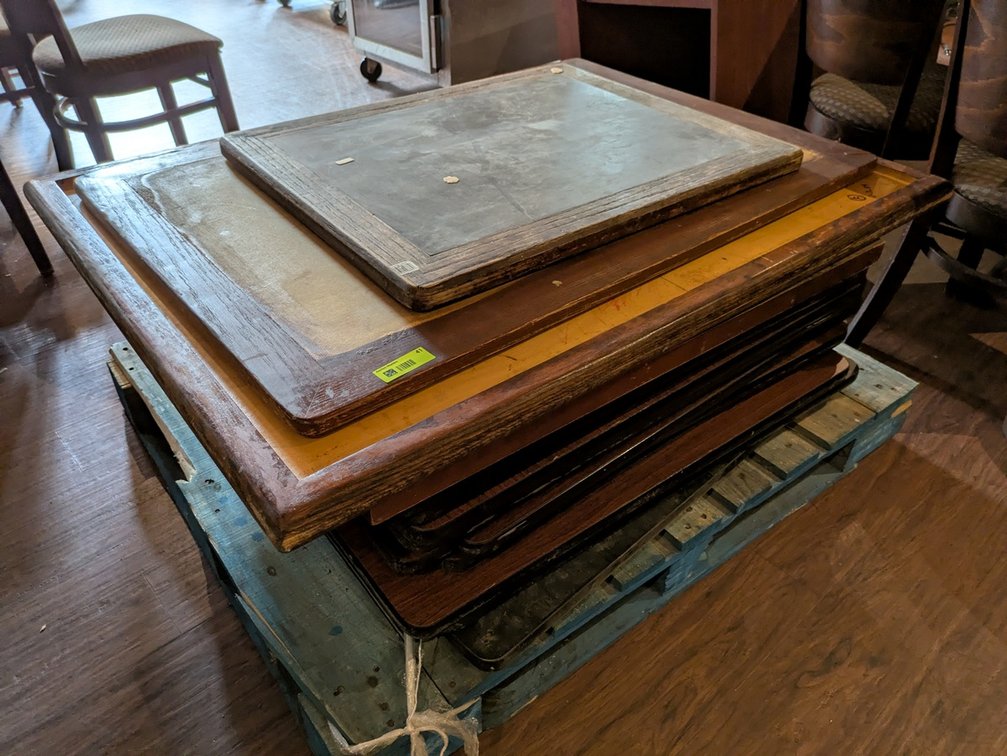 Assorted Wood Table Tops, Most are 35" Square