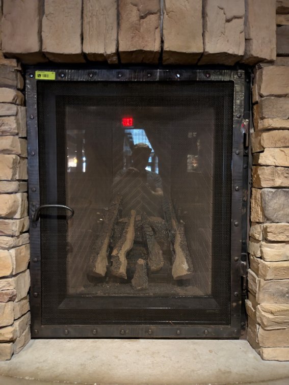Glass Insert Fireplace with Metal Screen Door, 31"x38"