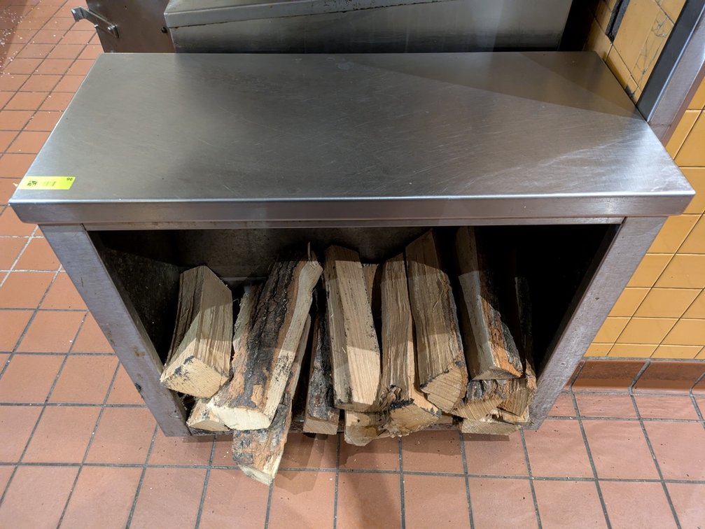 SS Cabinet on Wheels with Wood for Woodfire Grill, 54"x32"x36"