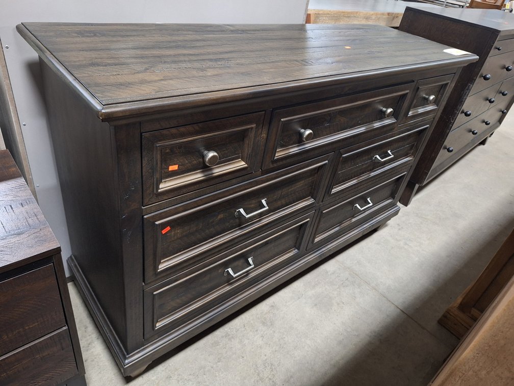 Wood 7 Drawer Dresser, 56"x18"x35"