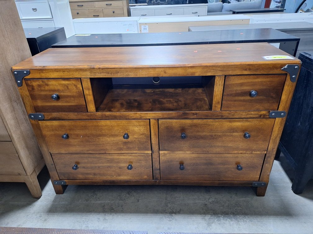 Wood 6 Drawer Dresser, 56"x16""x36"