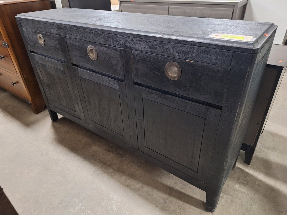 Wood 3 Door/3 Drawer Cabinet, 57"x16"x33"