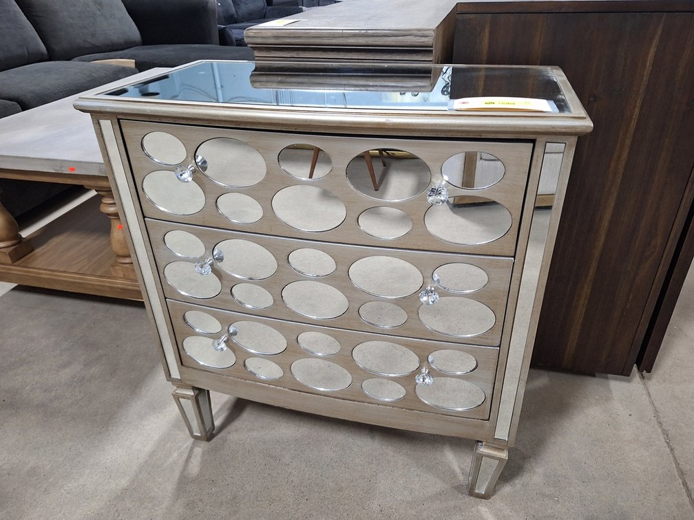 Crestview Mirrored 3 Drawer Accent Chest, 30"x16"x32"